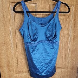 Ruby Ribbon Teal Satin Shapewear Camisole